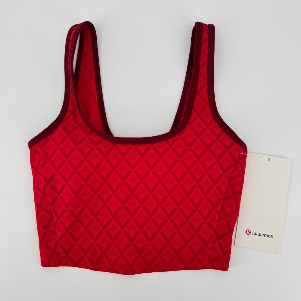 Lululemon Textured Mesh Tennis Tank Lulu Red Dark Sport LW1FJVS XXS Bra